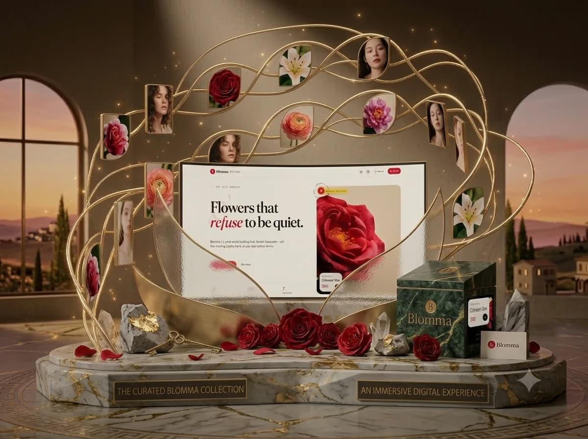 Blomma Hand-Tied Flower Studio bespoke e-commerce store interface